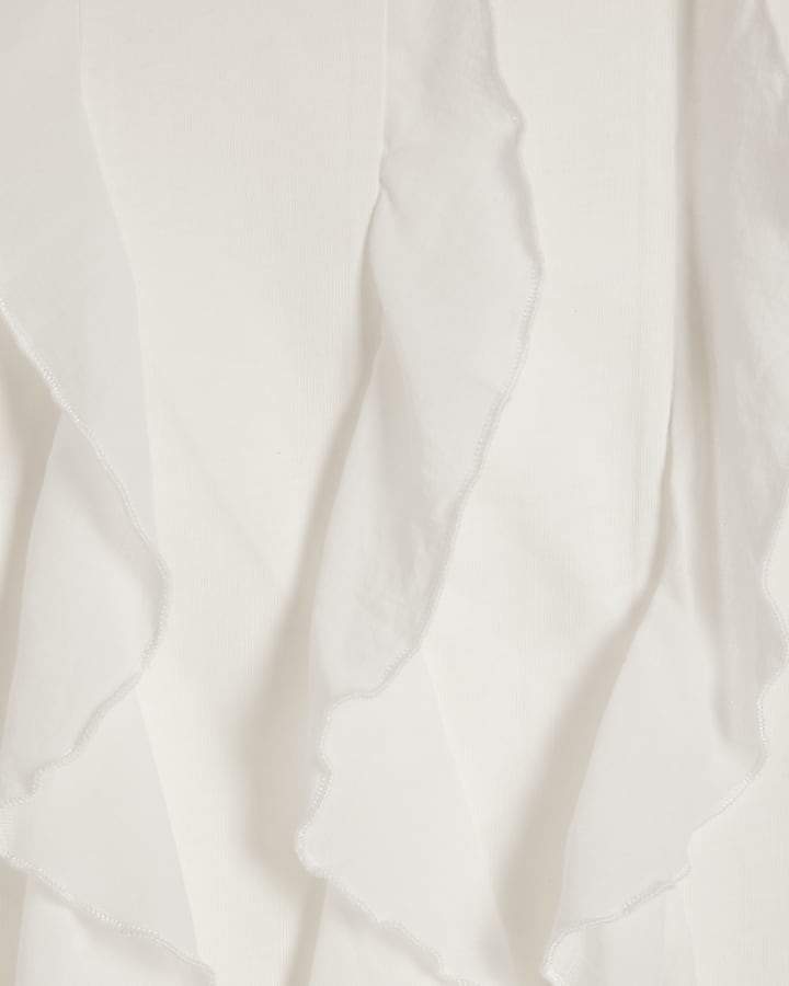 White Cotton Frill Top