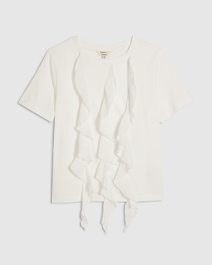 White Cotton Frill Top