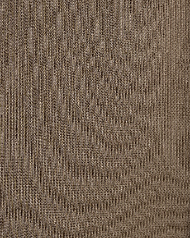 Brown Ribbed Soft Touch Trousers