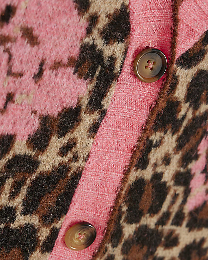 Pink Leopard Print Knitted Waistcoat
