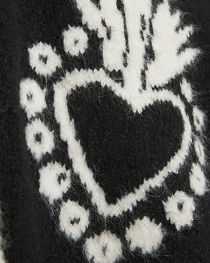 Black Monochrome Knitted Heart Waistcoat