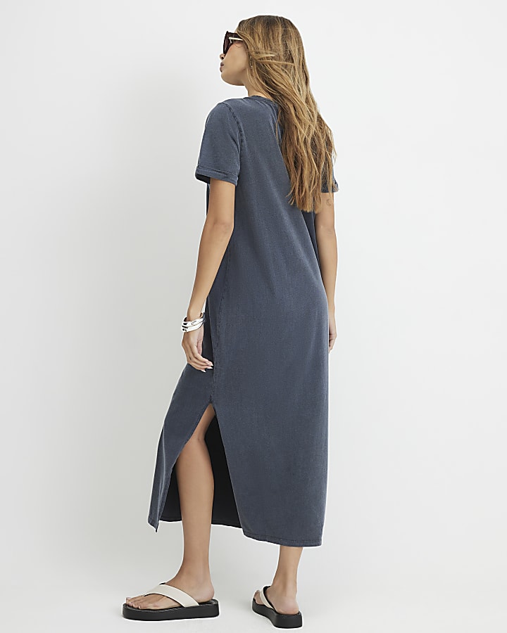 Grey Cotton Eagle Rock T-Shirt Maxi Dress