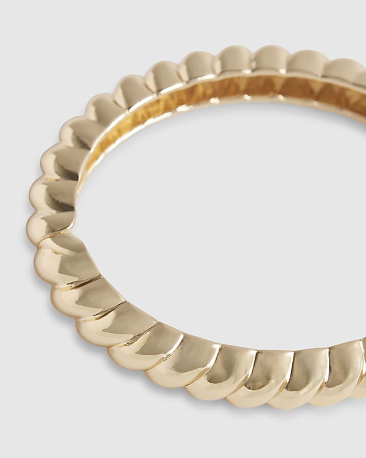 Gold Small Sized Ridge Bangle