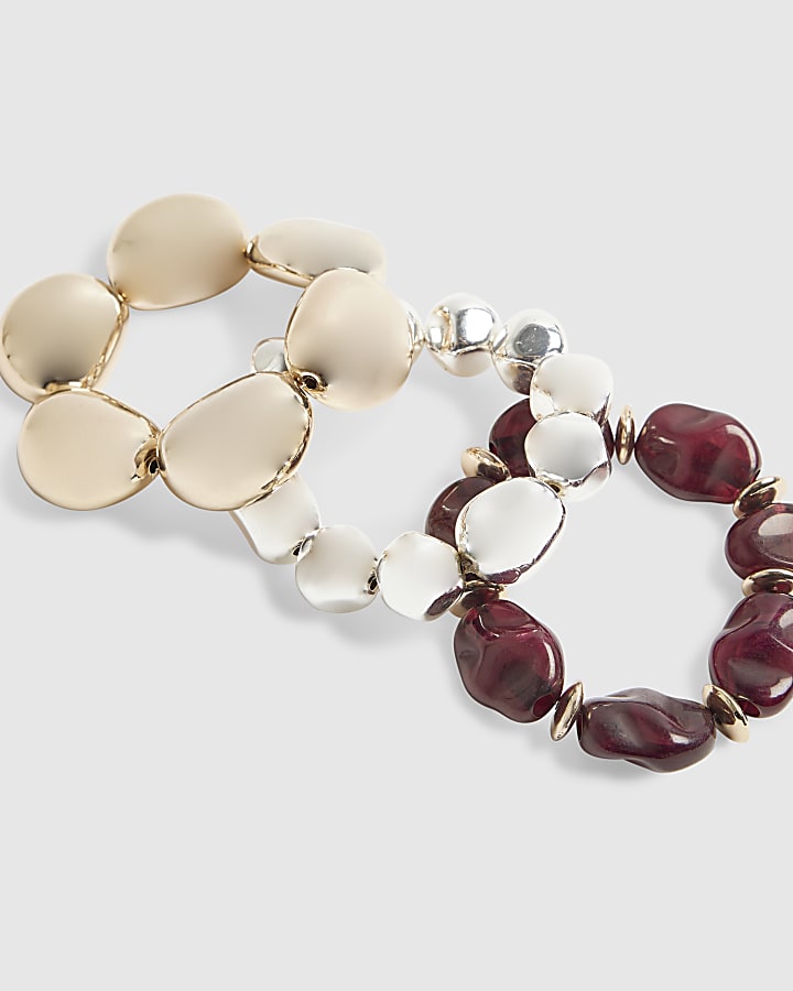 Gold Mixed Metal Stretch Bracelets