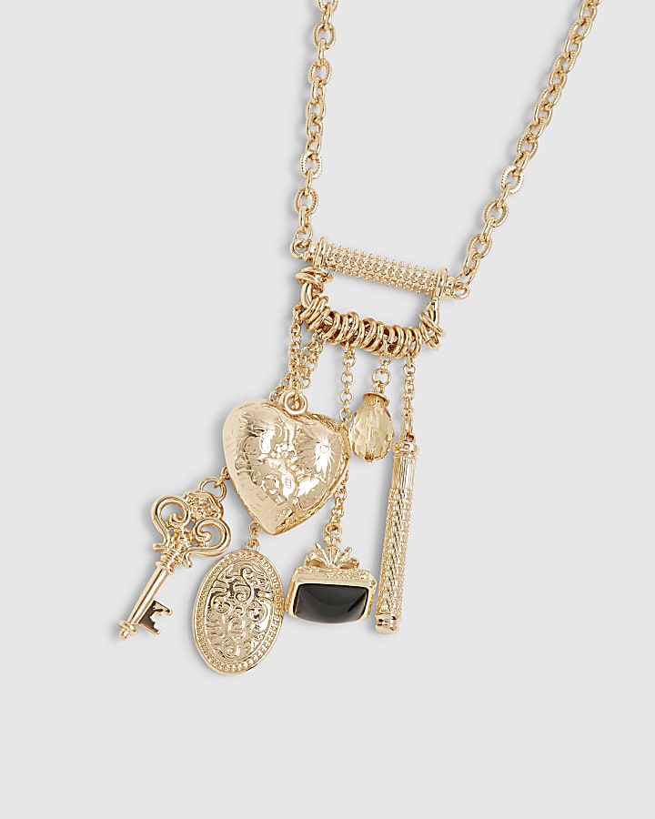 Gold Vintage Charm Trinket Necklace
