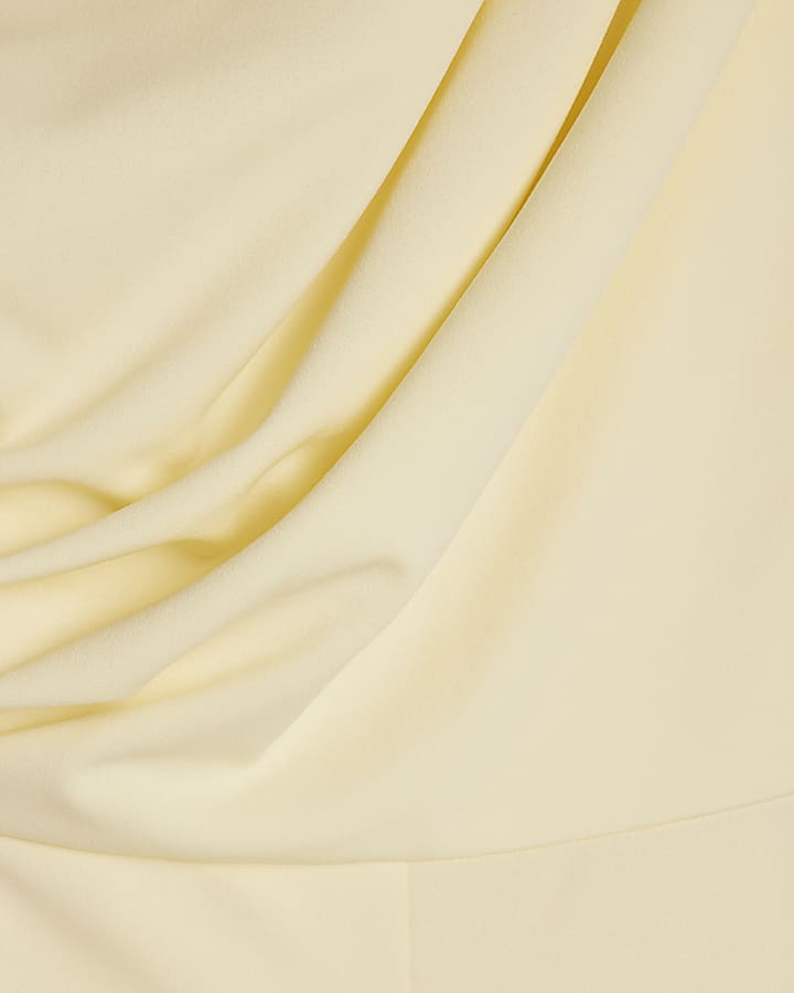 Yellow Short Sleeve Asymmetric Drape Jumpsuit