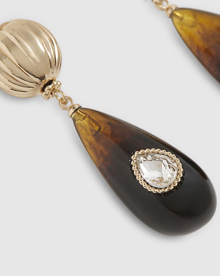 Gold Resin Drop Earrings