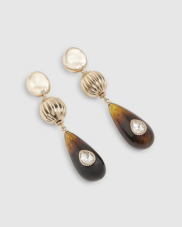 Gold Resin Drop Earrings