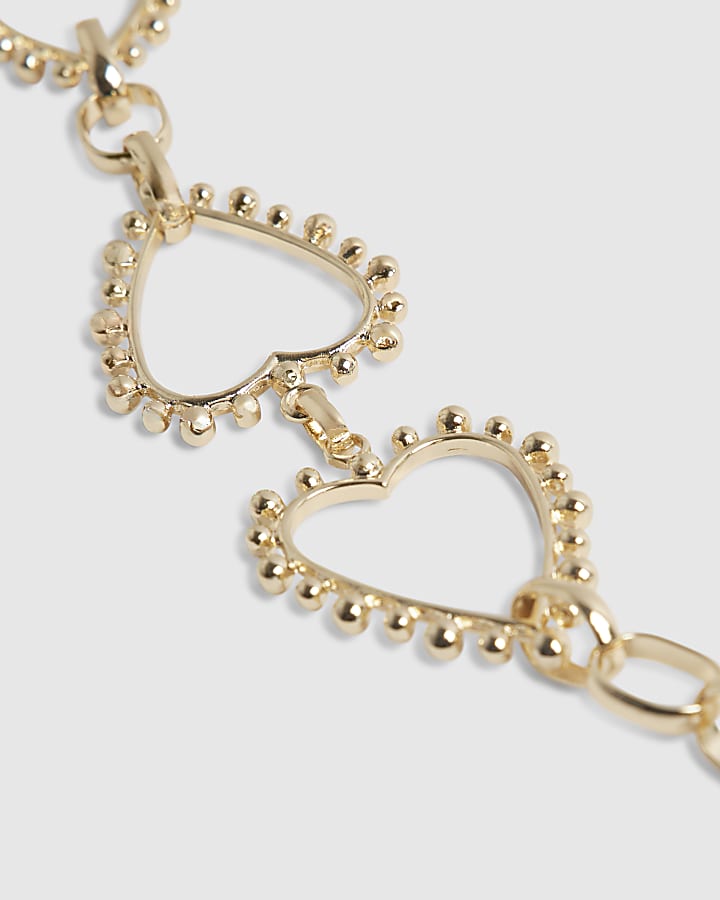 Gold Beaded Heart Chain Belt