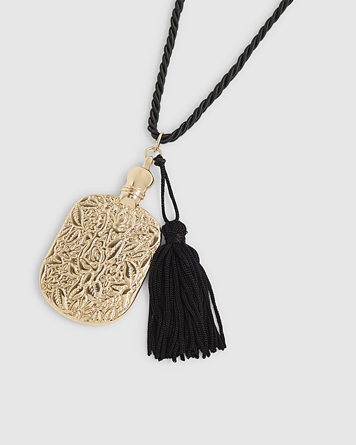 Gold Perfume Bottle Cord Necklace