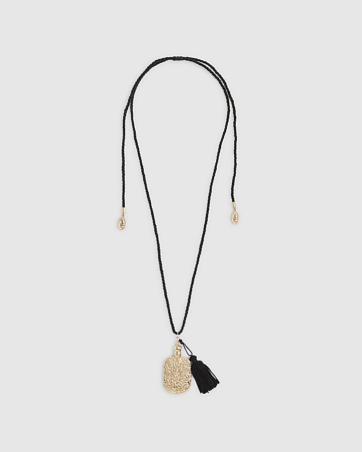 Gold Perfume Bottle Cord Necklace