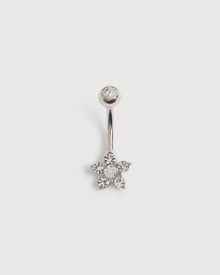 Silver Flower Belly Bar
