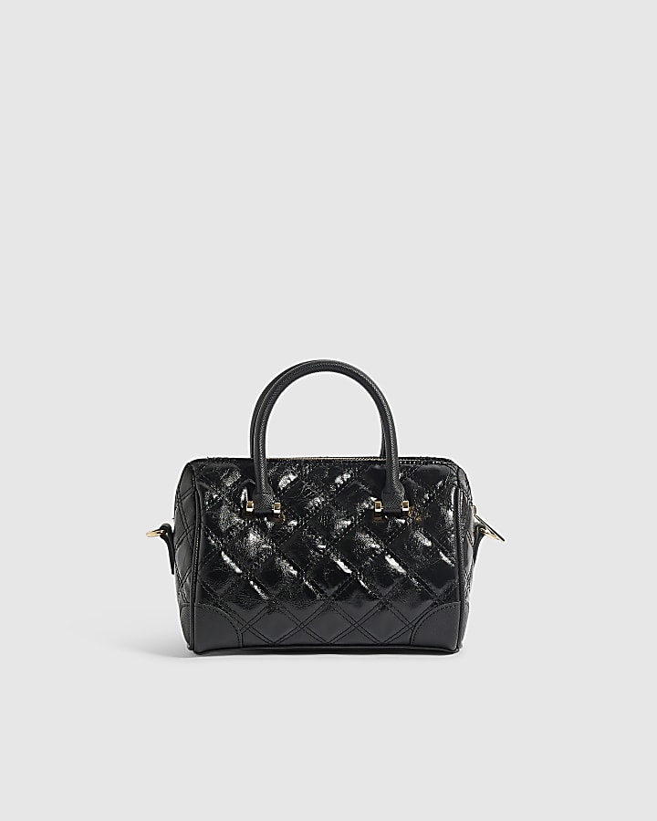 Black Quilted Metal Corner Bowler Bag
