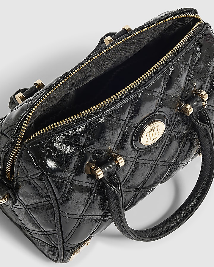 Black Quilted Metal Corner Bowler Bag