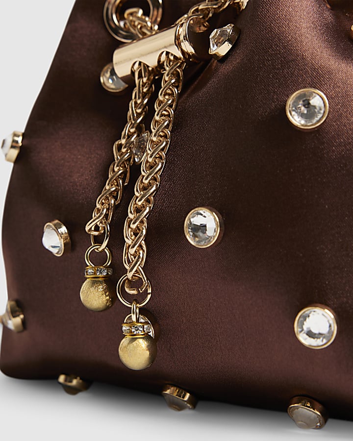 Brown Gem Droplet Clutch Bag