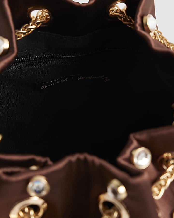 Brown Gem Droplet Clutch Bag
