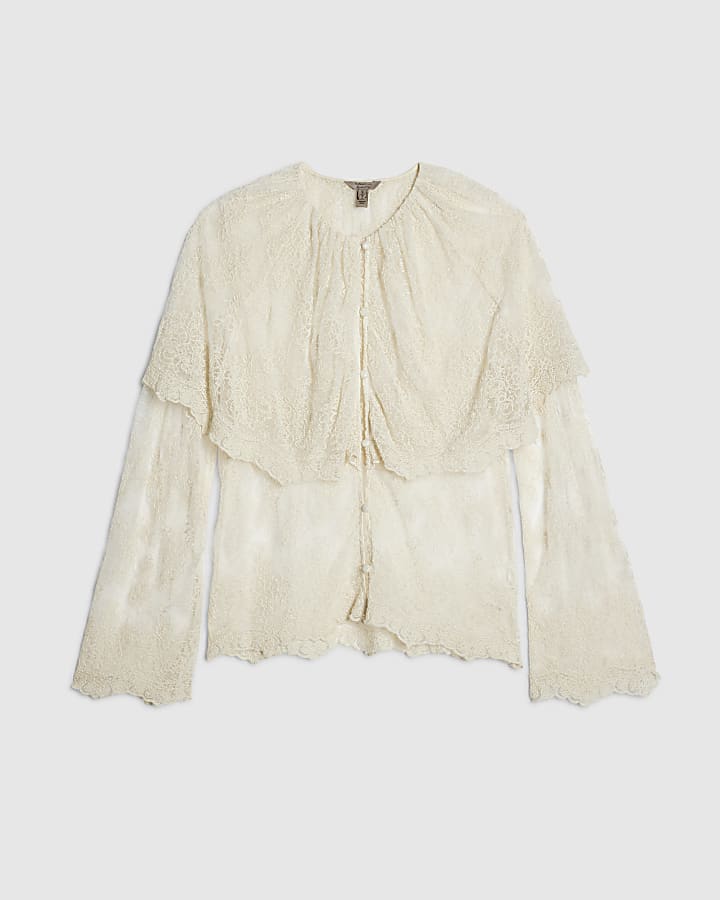 Cream Lace Cape Blouse
