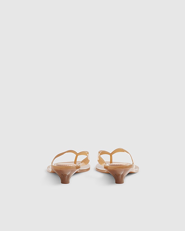 Beige Jelly Toe Thong Sandals