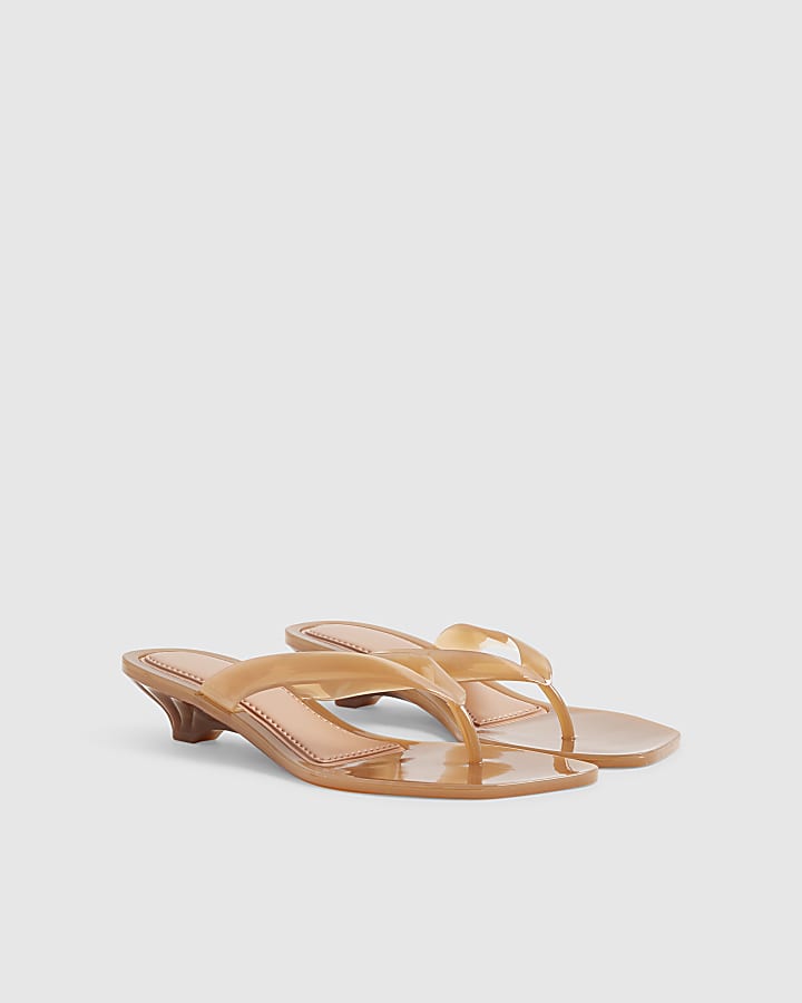 Beige Jelly Toe Thong Sandals