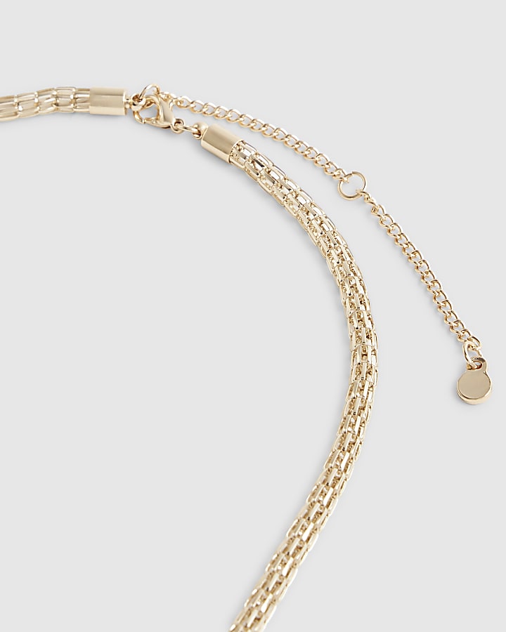 Gold Beaded Charm Necklace