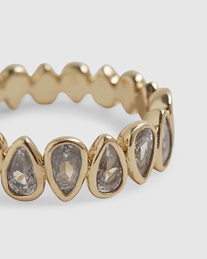 Gold Diamond Simulant Eternity Ring