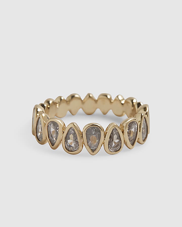 Gold Diamond Simulant Eternity Ring