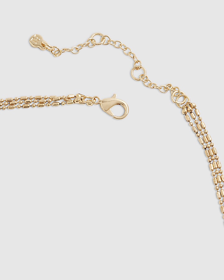 Gold Beaded Multirow Necklace