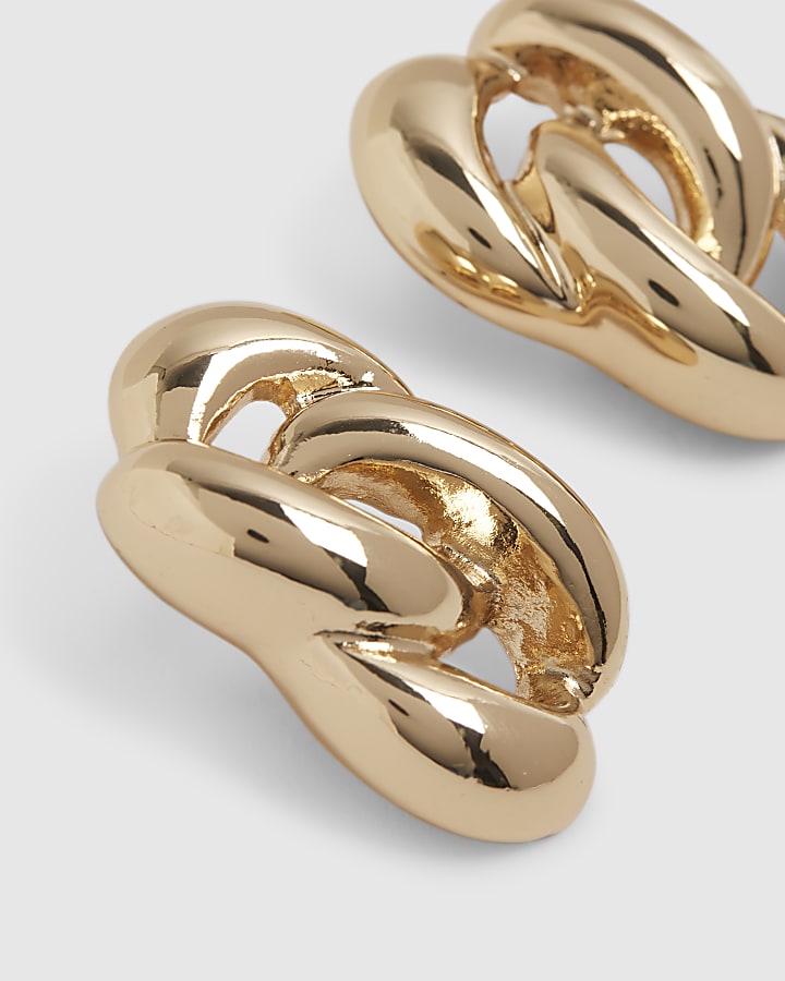 Gold Double Knot Stud Earrings