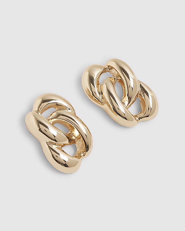 Gold Double Knot Stud Earrings