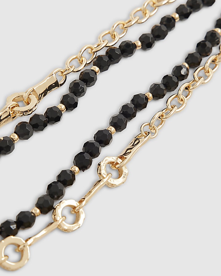 Black Heart Charm Multirow Necklace