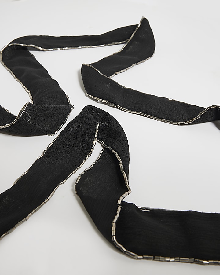 Black Velvet Beaded Scarf