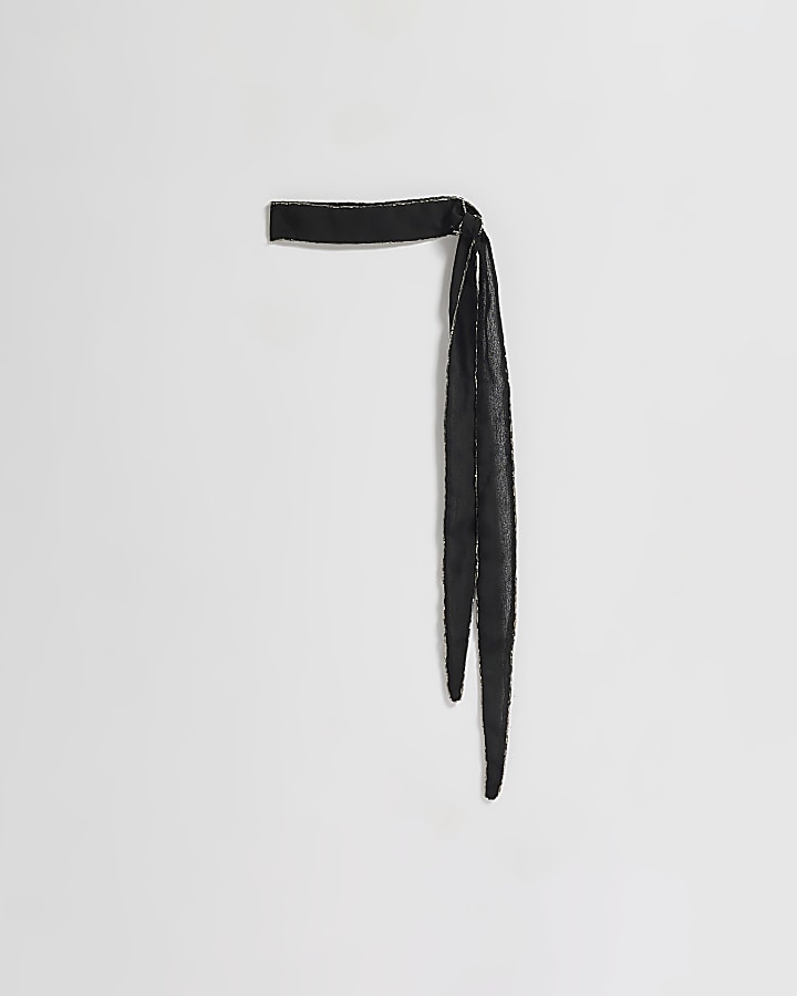 Black Velvet Beaded Scarf