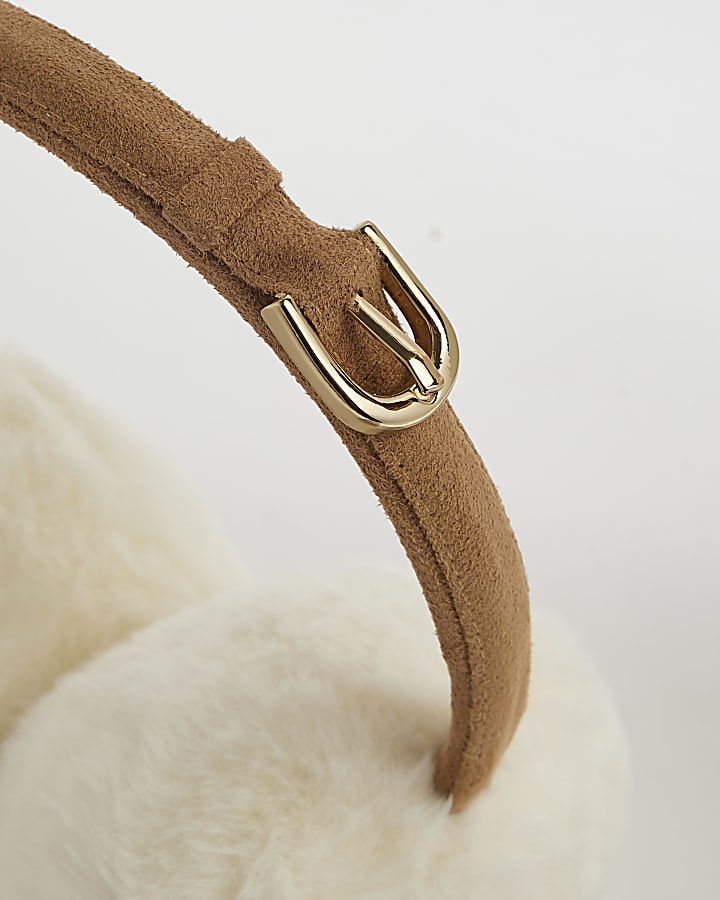 Cream Buckle Fluffy Earmuffs