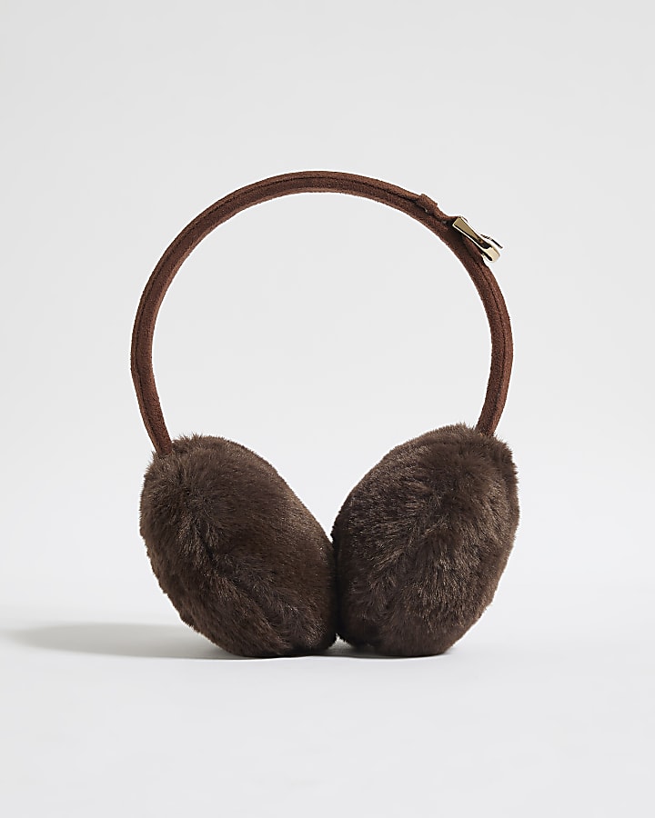 Brown Buckle Fluffy Earmuffs