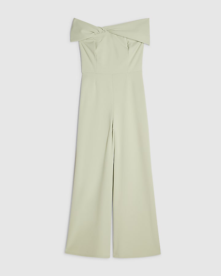 Green Sleeveless Bardot Jumpsuit