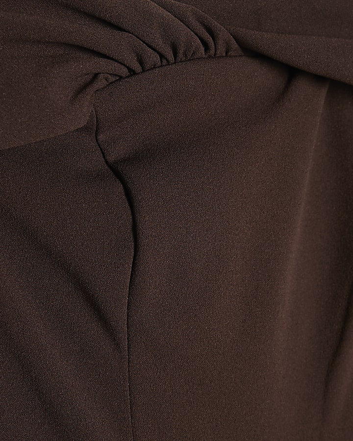 Brown Sleeveless Bardot Jumpsuit