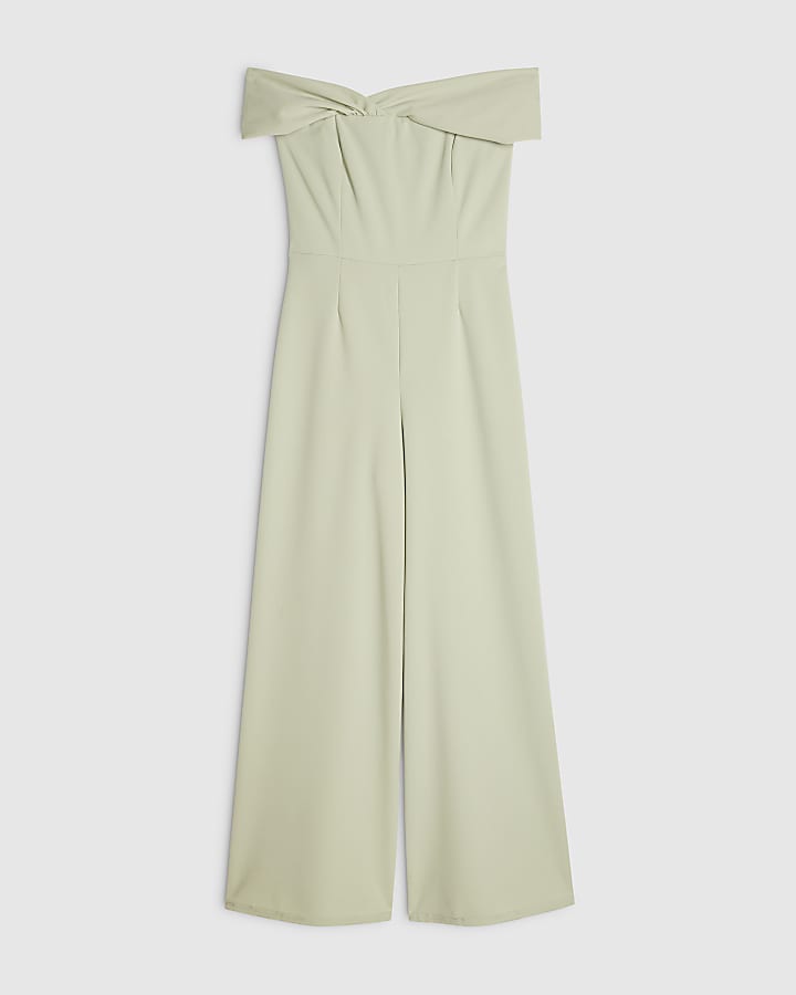 Petite Green Sleeveless Bardot Jumpsuit