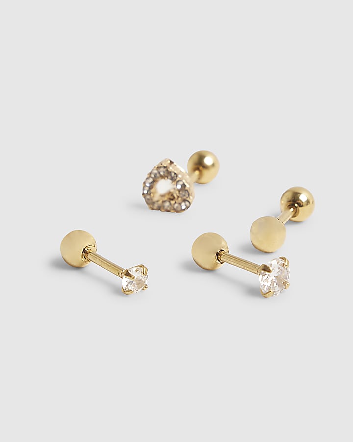 Gold Heart Ear Party Earrings Pack