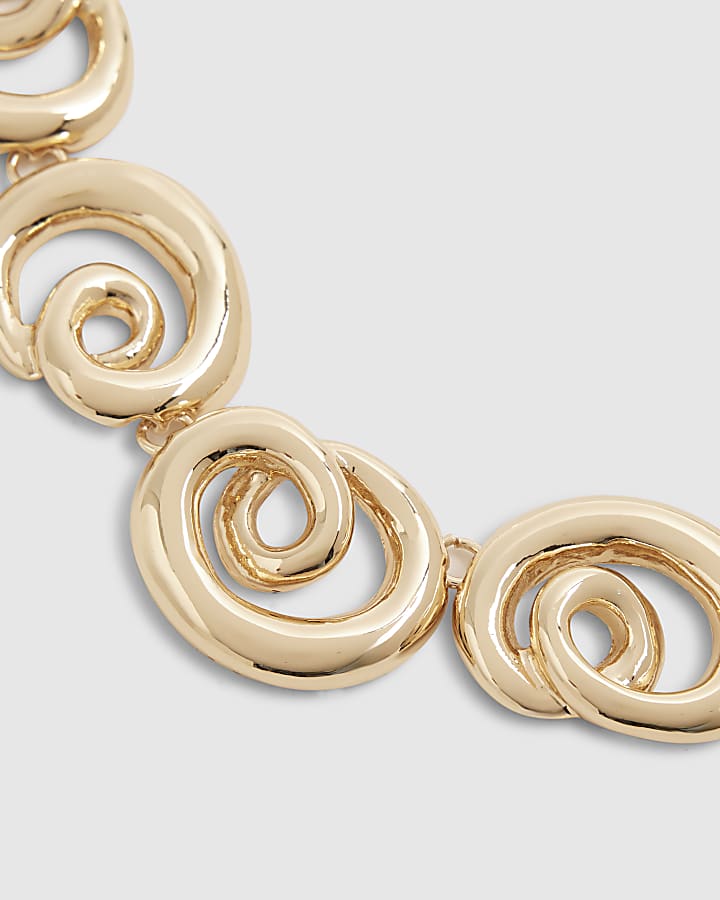 Gold Swirl Collar Necklace