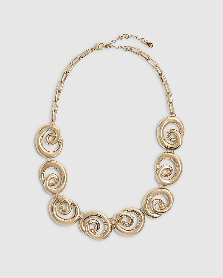 Gold Swirl Collar Necklace