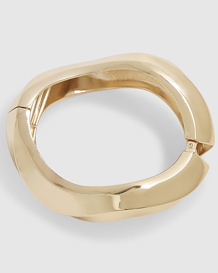 Gold Wave Clamp Bangle