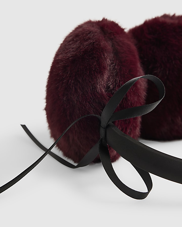 Burgundy Bow Ear Muffs