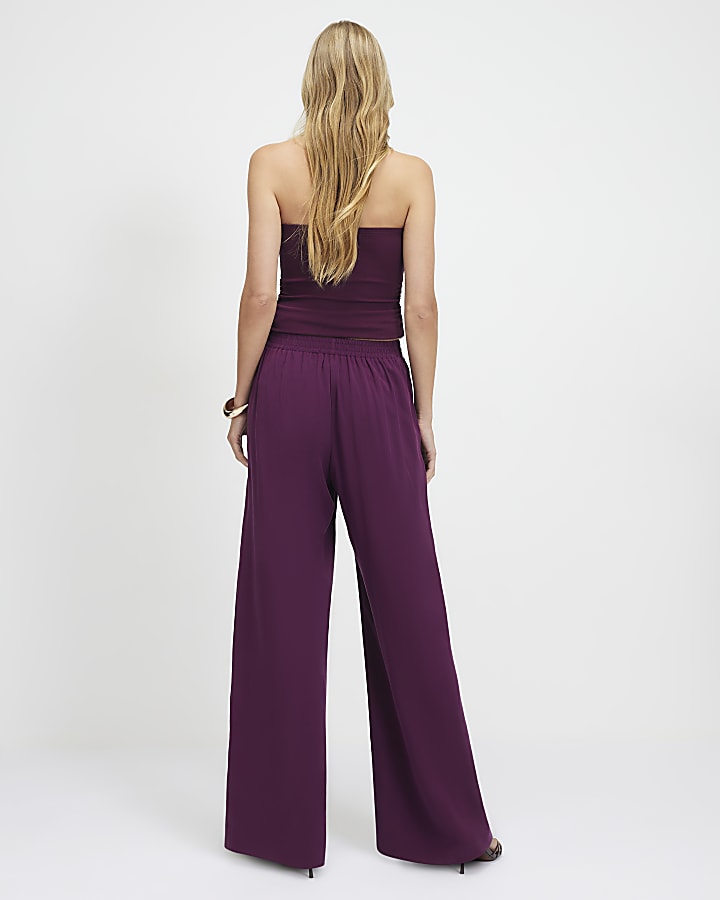 Red Darted Wide Leg Trousers