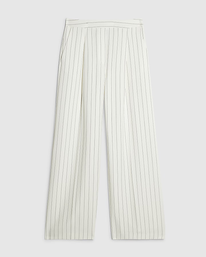 Cream Stripe Wide Leg Trousers