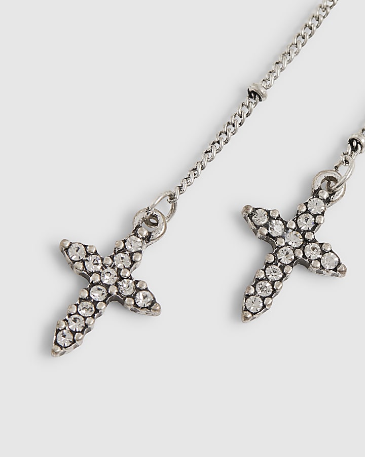 Silver Cross Thread Earrings