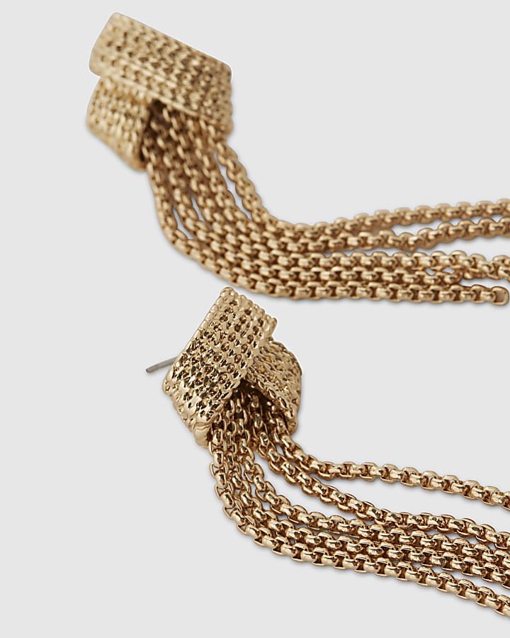 Gold Tassel Drop Earrings