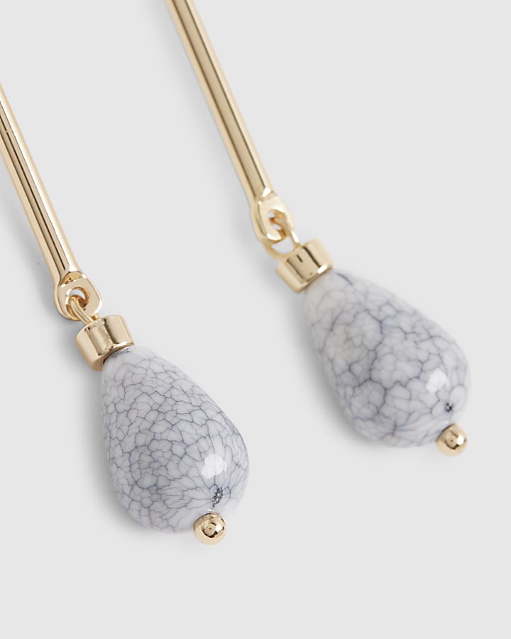 Blue Stone Stick Drop Earrings