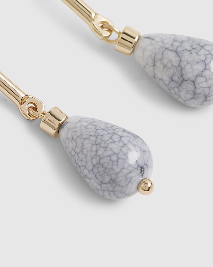 Blue Stone Stick Drop Earrings