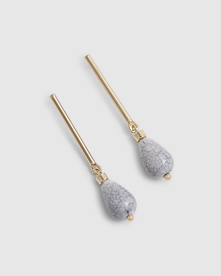 Blue Stone Stick Drop Earrings