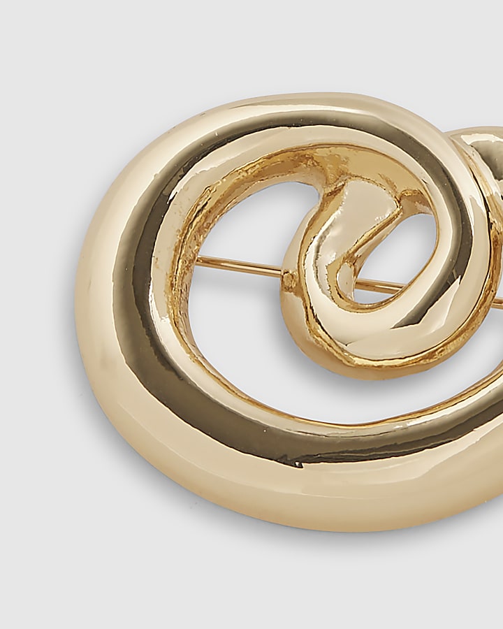 Gold Swirl Brooch